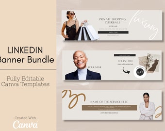 Linkedin Banner Canva - Paquete de plantillas, banner editable, Banner profesional, minimalista, marca personal