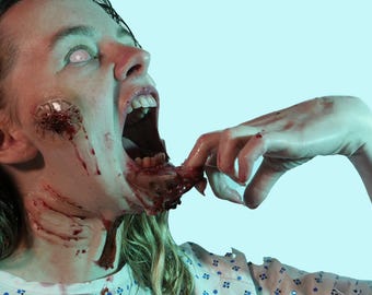 Zombie Bite Prosthetic - Encapsulated Painted Silicone Trauma FX