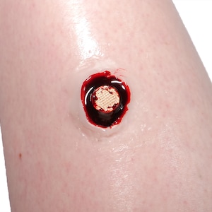 Silicone Gunshot with Bullet in Skin Prosthetic – Realistic SFX Wound for Halloween & Film Makeup