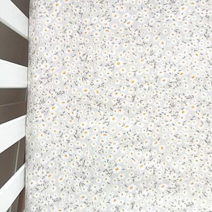 Beige  Boho Floral Garden Crib Fitted Sheet: Organic Cotton Baby Bedding