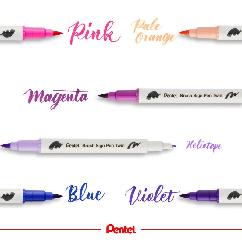 Pentel Brush Sign Pen Twin Tip, Brush Lettering Pens, Journal Supplies, Cute stationary image 6