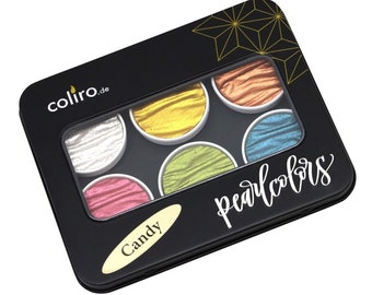 Candy Coliro Pearlcolors Set of Six, watercolour paints, calligraphy inks