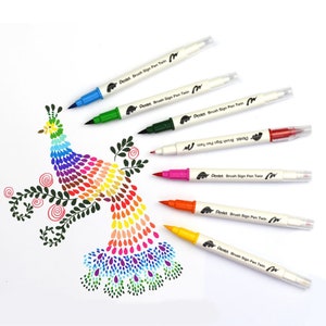 Pentel Brush Sign Pen Twin Tip, Brush Lettering Pens, Journal Supplies, Cute stationary image 2