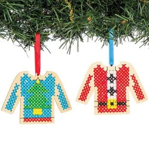 Christmas Jumper Cross Stitch Kit, Xmas tree decoration kit, craft kit stocking filler image 2
