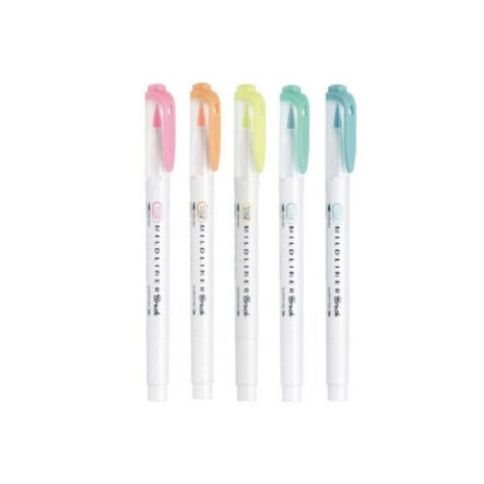 Zebra Mildliner Brush Double Sided Marker Pen Set - Cool Colors