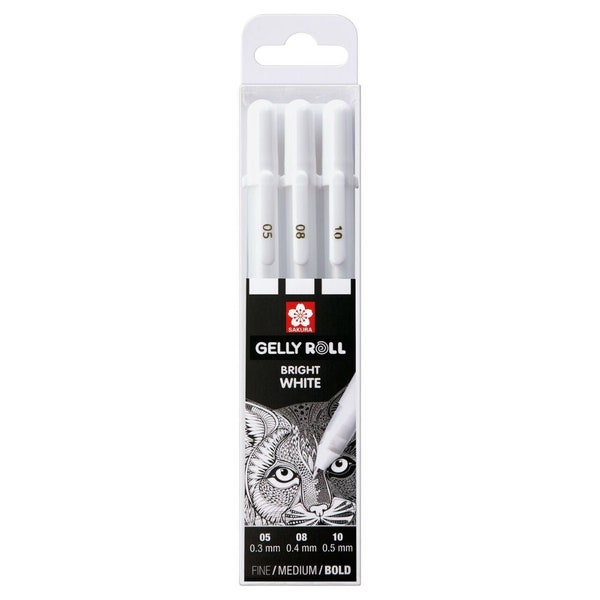 White Sakura Gelly Roll - white fineliner - blackout journal