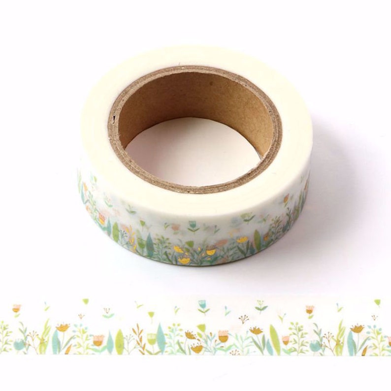 Foiled Grass Washi Tape Bullet Journal Accessories Planner Etsy