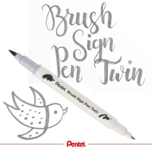 Pentel Brush Sign Pen Twin Tip, Brush Lettering Pens, Journal Supplies, Cute stationary image 9