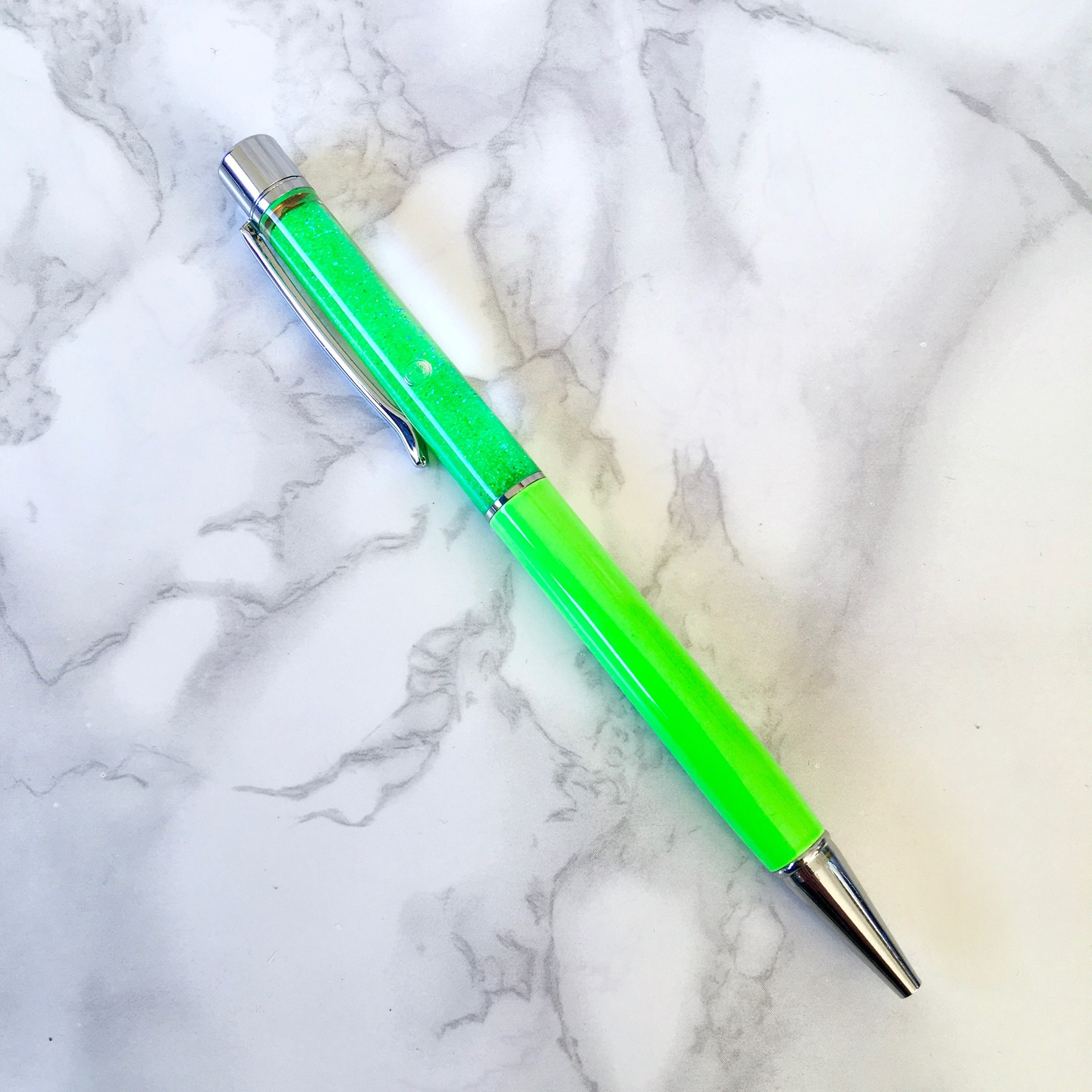 Neon green floating glitter pen bright pen metallic glitter Etsy