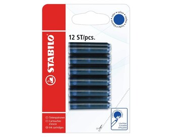 STABILO - Blue ink cartridges - pack of 12 - erasable