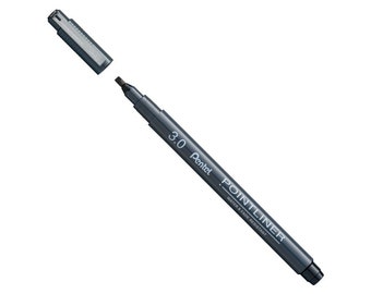 3.0 Pentel Pointliner Calligraphy Tip S20P, chisel tip lettering pen, black ink