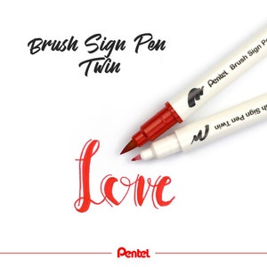 Pentel Brush Sign Pen Twin Tip, Brush Lettering Pens, Journal Supplies, Cute stationary image 8