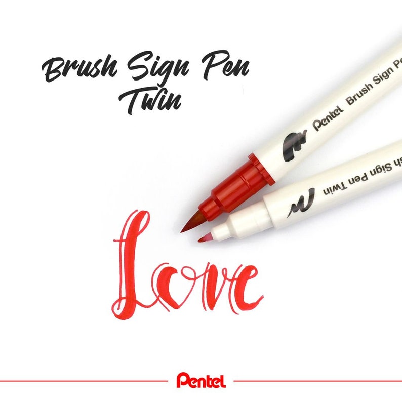 Pentel Brush Sign Pen Twin Tip, Brush Lettering Pens, Journal Supplies, Cute stationary image 8