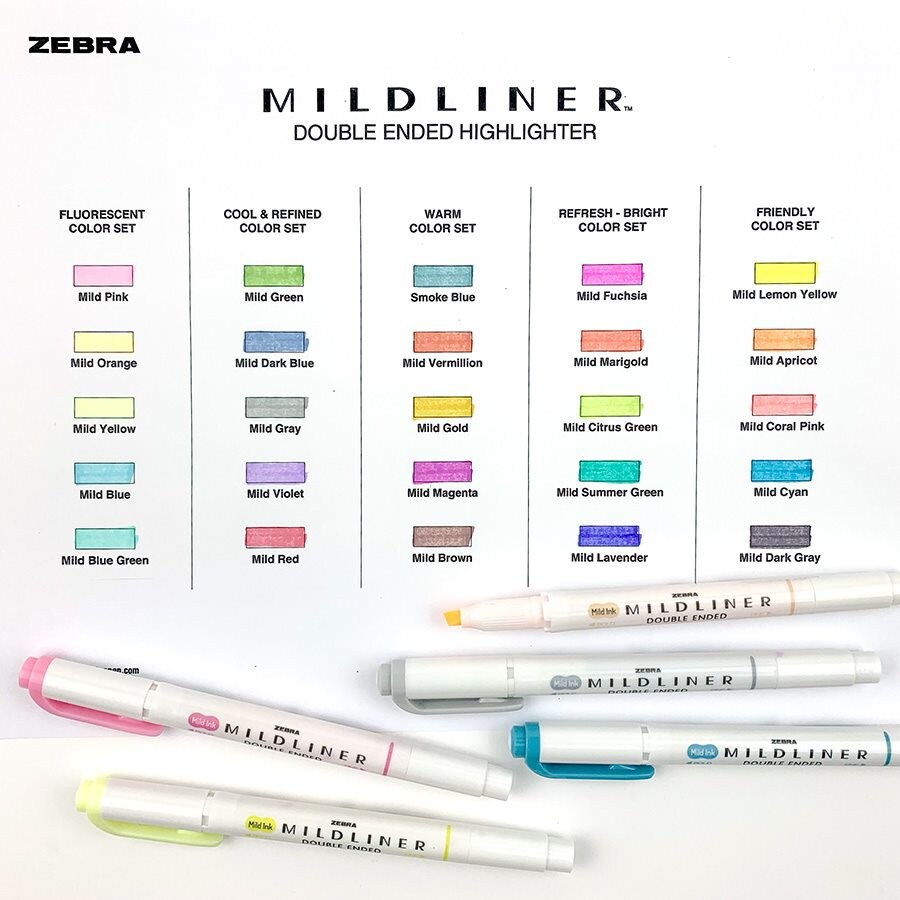 Zebra Mildliner Brush Pens Individual Or Set Of 5 Genuine Etsy