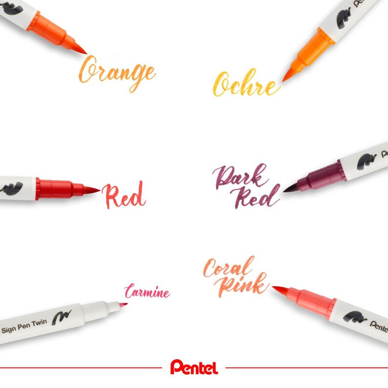 Pentel Brush Sign Pen Twin Tip, Brush Lettering Pens, Journal Supplies, Cute stationary image 5