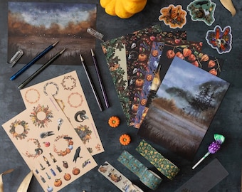 Samhain Stationery Gift Set, Skull Paper Craft, Alternative Scrapbook Supplies