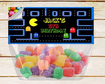 Pacman favor bag topper, Pacman birthday party, Arcade game favor bag topper, Printable bag toppers, Birthday party supplies