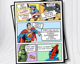 superhero invitation etsy
