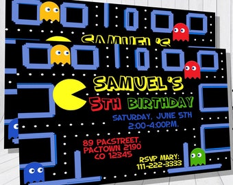 Birthday Invitation, Arcade Game Party, Printable Invitation, Personalized, Video Game Party, Arcade Game Birthday Invitation, Ghost party