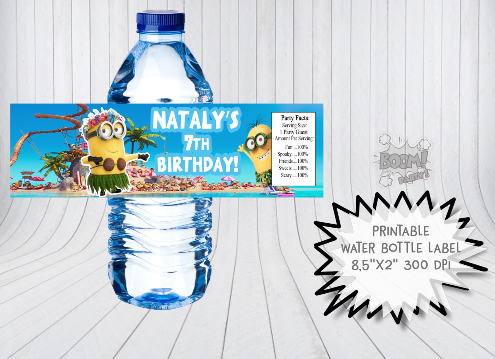 Minion water bottle label Minion birthday party Printable | Etsy