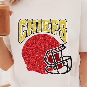 Chiefs Football Helmet Glitter PNG, Chiefs Png, Football Glitter Shirt Design, Digital Download, Dtf