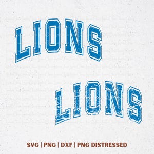 Lions SVG PNG, conception de chemise d&#39;équipe de football universitaire en détresse Lions