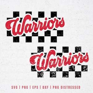 Warriors Checkered SVG PNG, Retro Warrior Svg, School Spirit Png, Game Day Png, DTF Transfer