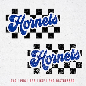 Hornets Checkered SVG PNG, Retro Hornets Football Team Shirt Svg, Gameday Shirts DTF Transfer