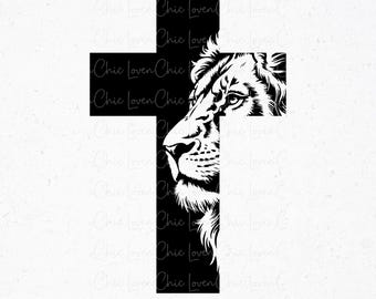Christian Lion Cross SVG PNG