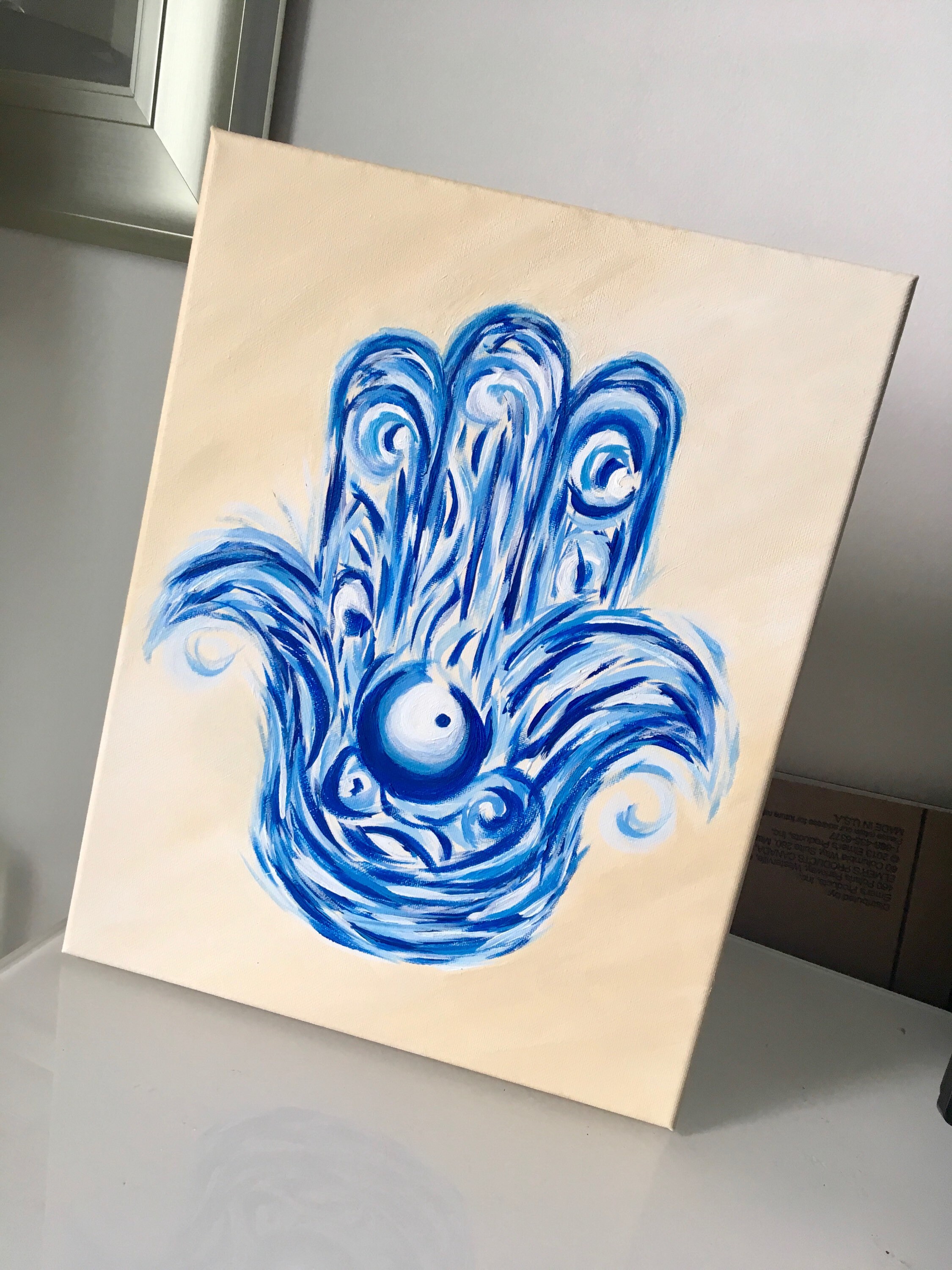 Good Vibes Hamsa Acrylic Painting Canvas Art