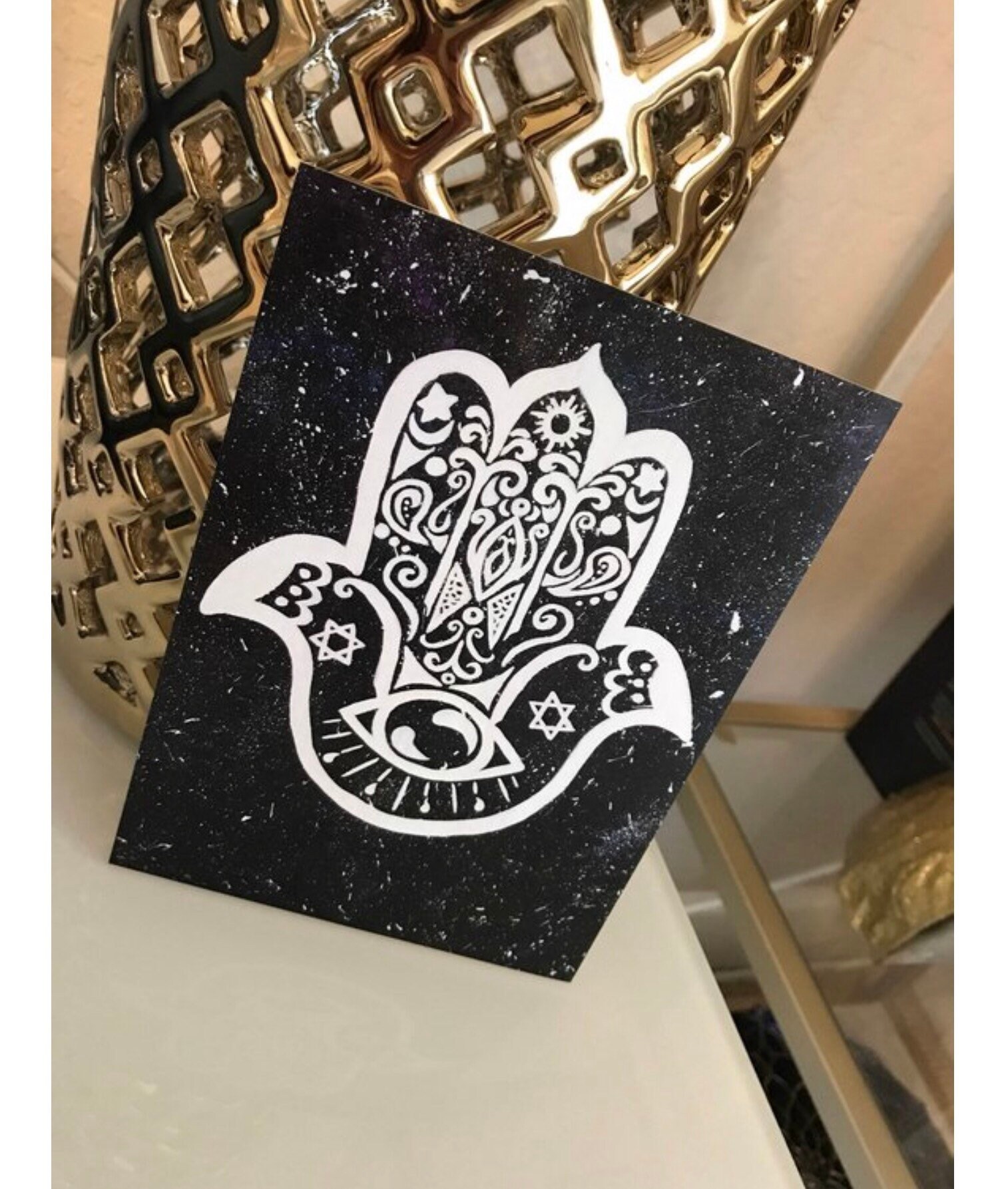 Good Vibes Hamsa Acrylic Painting Canvas Art