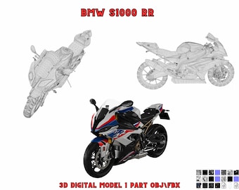 BMW S1000 RR Bike 3D Digital Model 1 Part, Not For 3D Printing