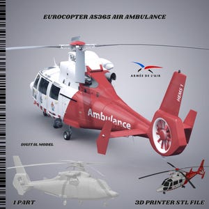 Helicopter Eurocopter AS365 Dauphin 3D Model Stl File