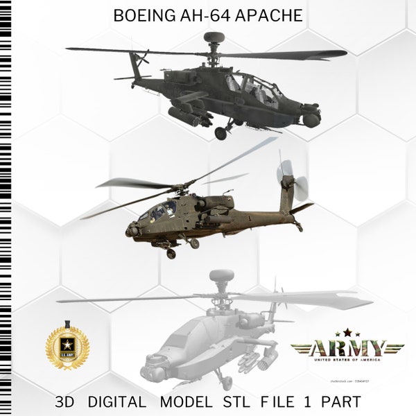 Boeing AH-64 Apache 3D Digital Model Printer Stl File