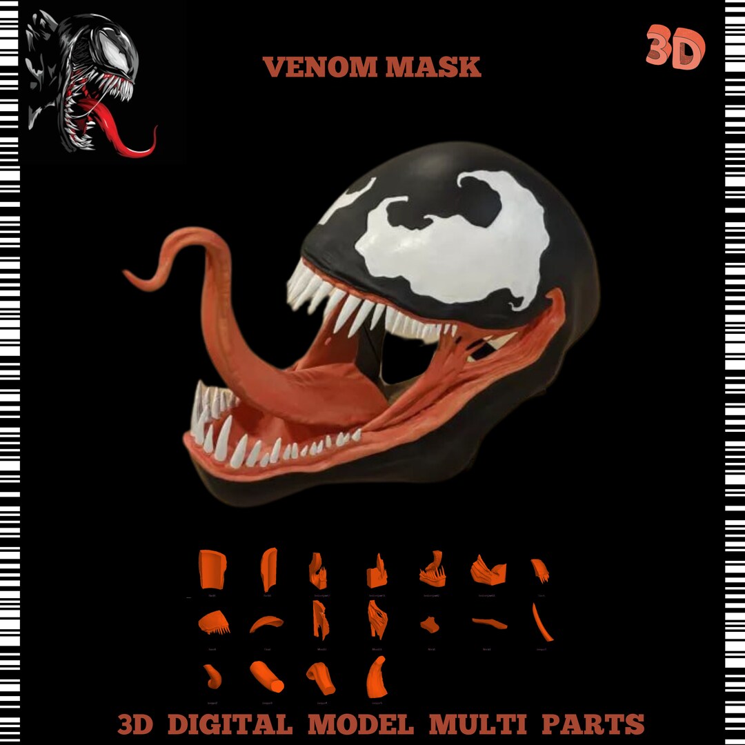 thumbnail image 2 of Black Venom / Spider-Man LED Mask - Halloween Costume Mask With Lights (One Size) 2 of 9