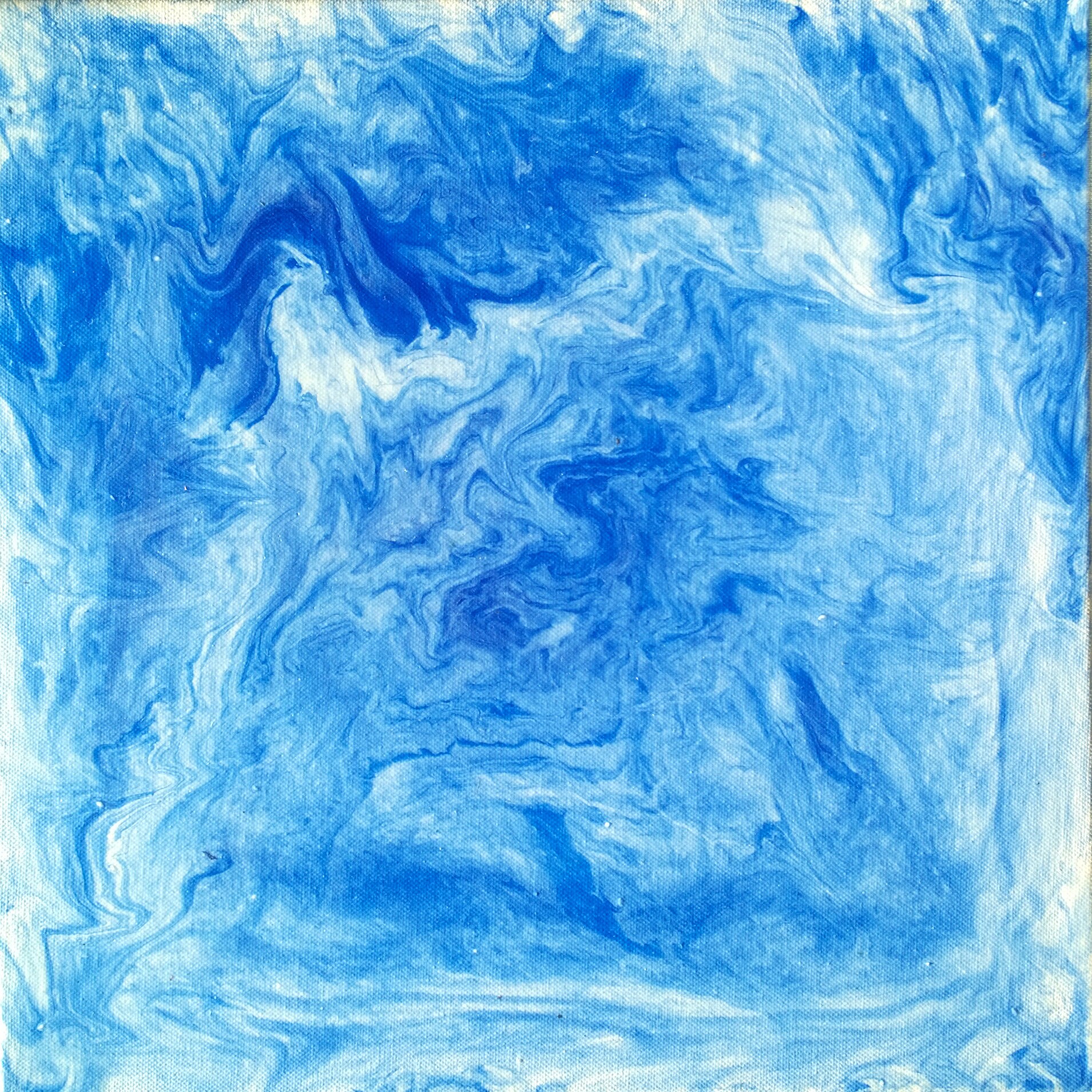 Azul/blanco ORIGINAL verter pintura sobre lienzo 16x16inch | Etsy