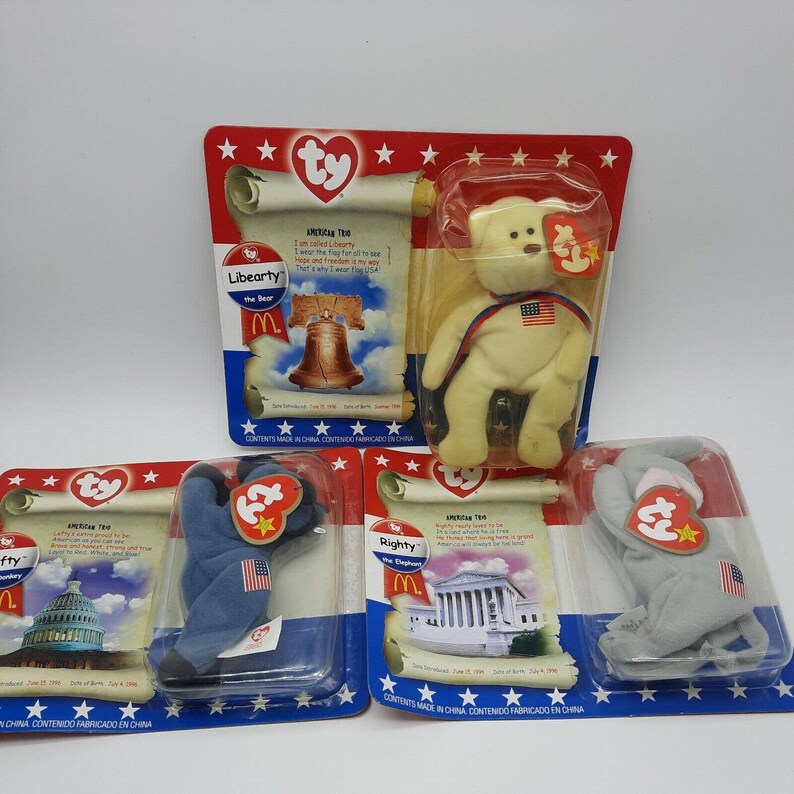 Mcdonalds TY 2000 Teenie Beanie Babies AMERICAN TRIO Complete Set of 3