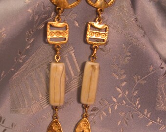 Vintage 80's Tribal "Gold" Dangle Earrings