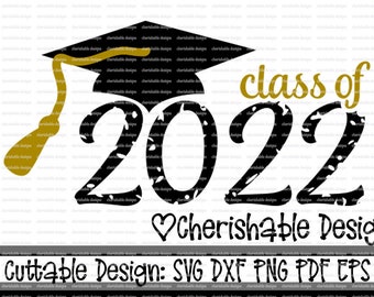 Class of 2022 svg & dxf cut files. printable png and mirrored Class of 2022 | Etsy