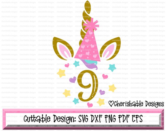 Download Unicorn Birthday Svg Birthday SVG Ninth Birthday Svg 9th | Etsy