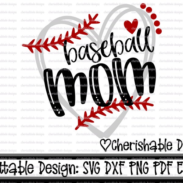 Baseball Svg, Baseball Mom svg, Baseball Cutting file, heart frame baseball, dxf pattern, svg pattern, clipart instant download