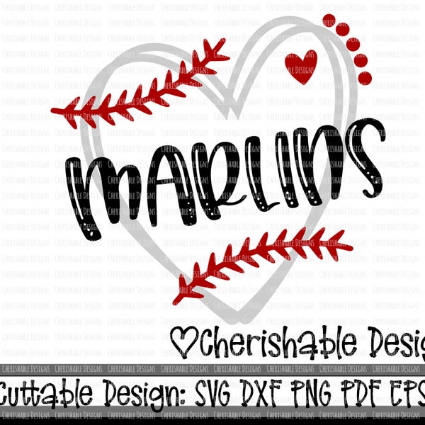 Baseball Svg, Softball Svg, Marlins Baseball Cutting file, heart frame baseball, dxf pattern, svg pattern, clipart instant download