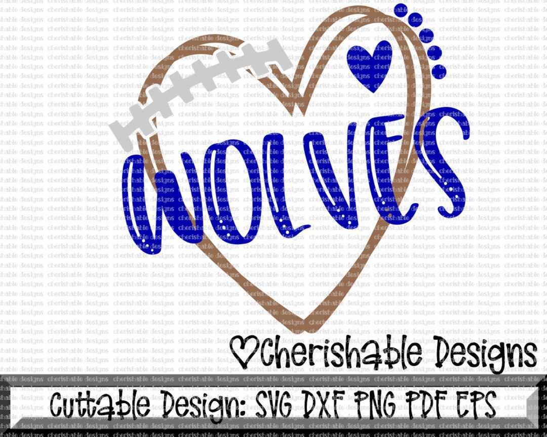 Wolves Football Svg Pattern Football Svg, Wolves SVG, Wolves Football Cutting File, Heart Frame ...