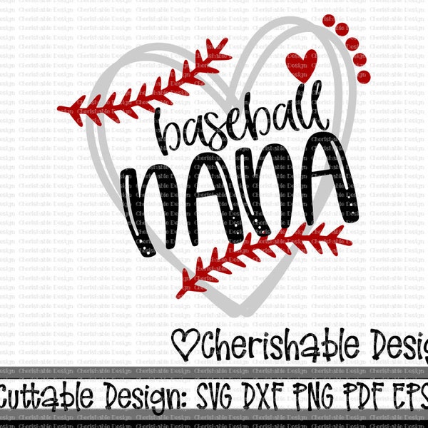 Baseball Svg, Baseball Nana svg, Baseball Cutting file, heart frame baseball, dxf pattern, svg pattern, clipart instant download