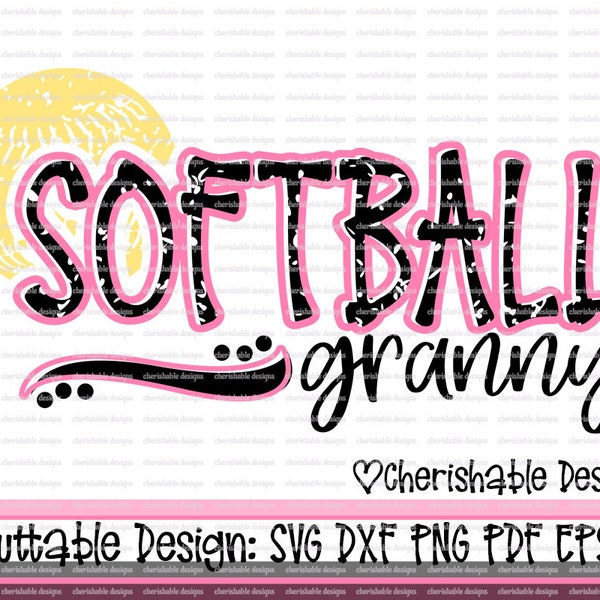 Softball Svg, Softball Granny Svg, Softball Cutting file, Distressed Softball svg, dxf pattern, svg pattern, Cricut instant download
