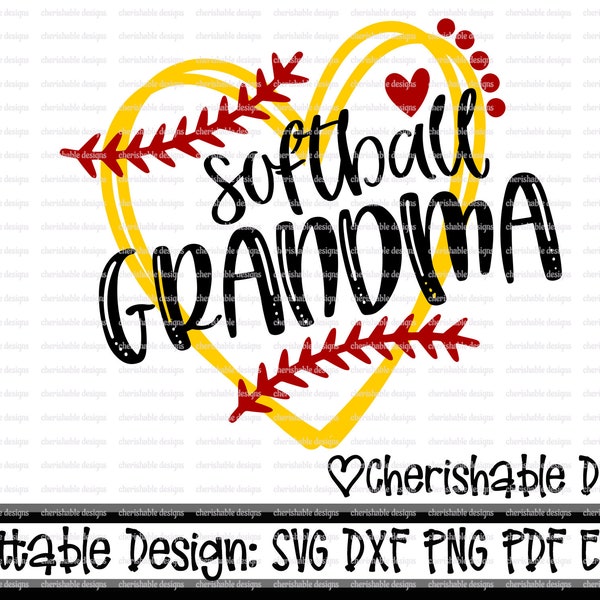 Softball Svg, Softball Grandma Svg, Softball Cutting file, heart frame Softball, dxf pattern, svg pattern, clipart instant download