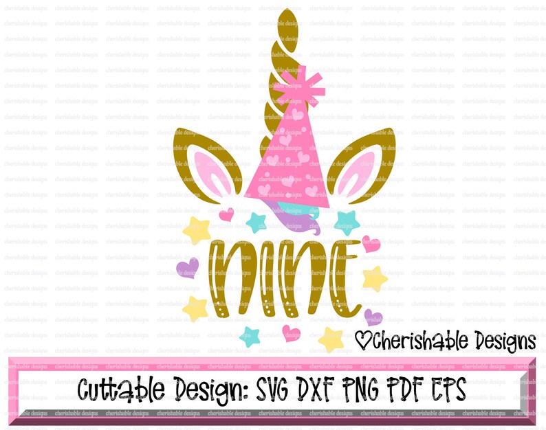 Download Unicorn Birthday Svg Birthday SVG Ninth Birthday Svg 9th | Etsy