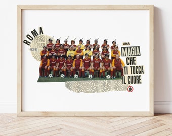 Roma Poster, Roma Print, Sports wall decor, Soccer gifts, Roma Art Gift, Collage Vintage Italy