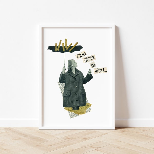 Fashionable Artwork: Collage Print Featuring a Trendy Woman and Motivational Quote