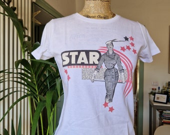 Star, T-shirt in cotone organico con stelline rosa